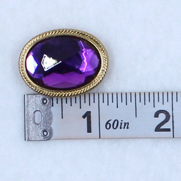 Four Oval Faceted Button Covers - Gold Tone Base - 1 Ea Red, Blue, Purple Clear - Picture 6 of 13